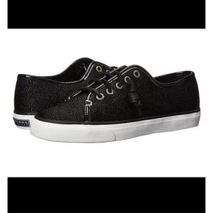 Sperry Top Sider Seacoast Cavier Black Womens Size 8.5M Slip On Shoe Boat